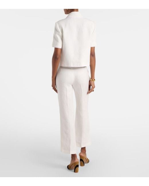 Etro White Linen Bootcut Pants
