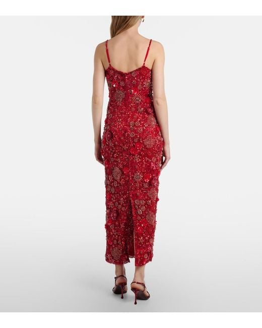 Rachel Gilbert Red Francesca Embellished Cocktail Dress