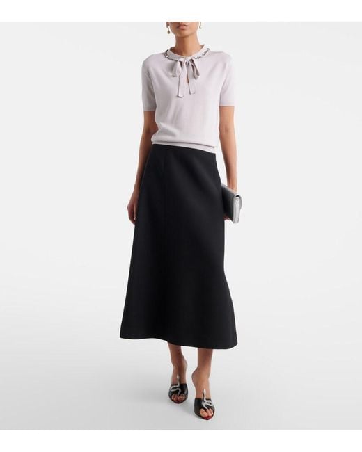 Valentino Gray Embellished Tie-Neck Virgin Wool Sweater