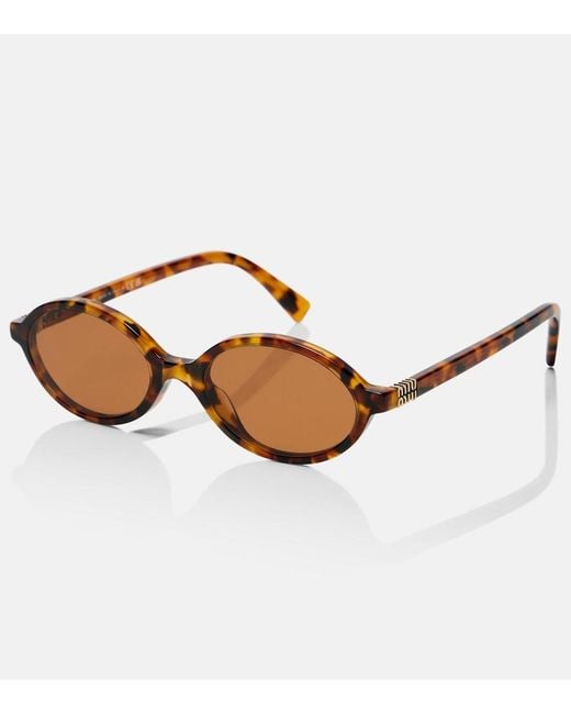 Miu Miu Brown Miu Regard Oval Sunglasses