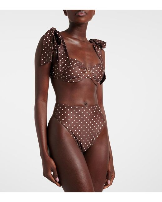 SAME Brown Lady Polka-Dot Bikini Top