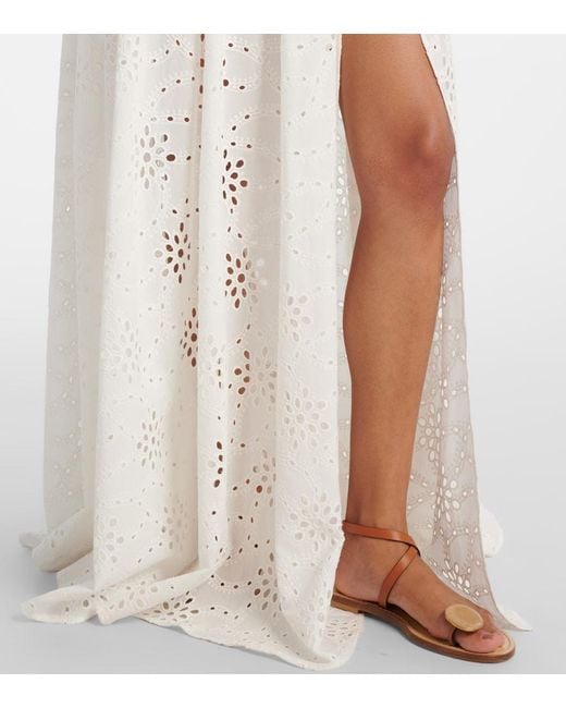 Alexandra Miro White Serena Broderie Anglaise Cotton Maxi Skirt