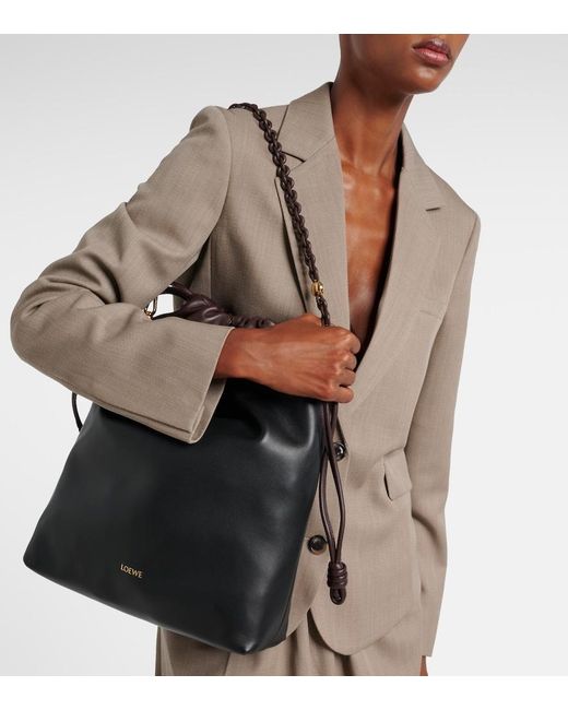 Loewe Black Flamenco Leather Clutch