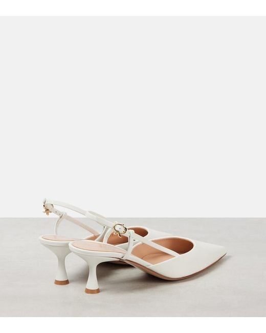 Gianvito Rossi White Bridal Ascent 55 Leather Slingback Pumps
