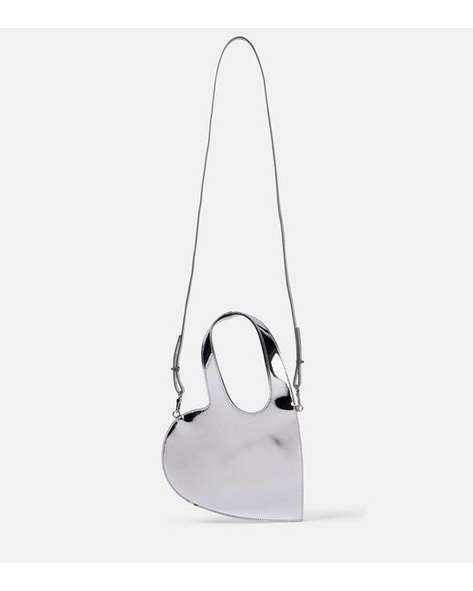 Coperni White Baby Heart Mirrored Leather Crossbody Bag