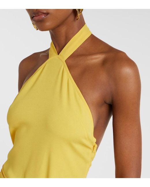 ‎Taller Marmo Metallic Meteora Open-Back Crepe Cady Gown