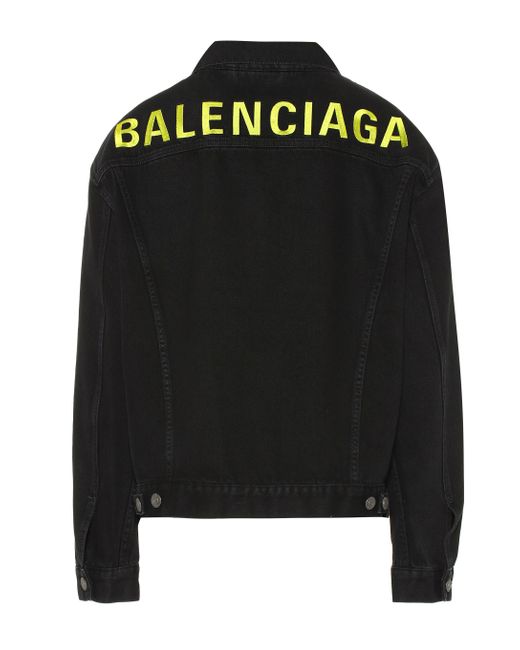 Balenciaga Logo Oversized Denim Jacket in Black - Lyst