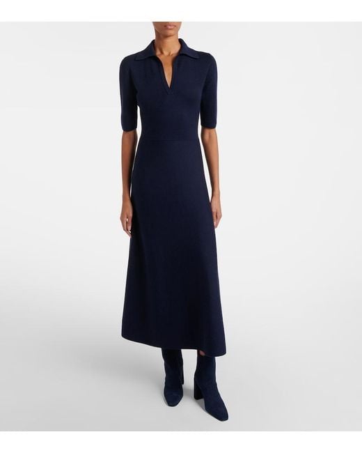 Gabriela Hearst Blue Wool, Silk, And Cashmere Maxi Dress