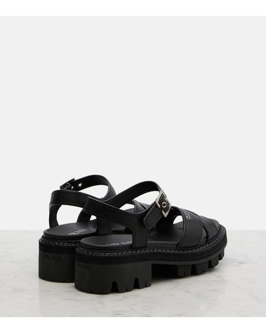 Prada Black Leather Sandals