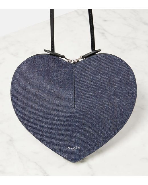 Alaïa Blue Schultertasche Le Cour Aus Denim