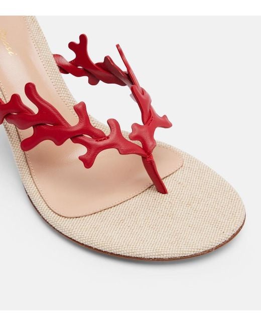 Gianvito Rossi Pink Ocean Canvas And Leather Thong Sandals