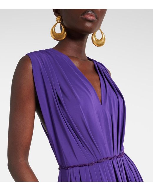 Max Mara Purple Walter Pleated Jersey Maxi Dress