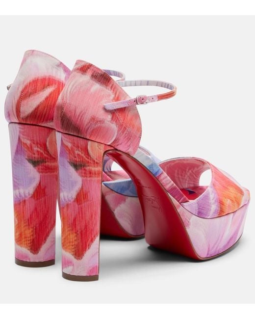 Christian Louboutin Pink Sandaloo 130 Floral Platform Sandals