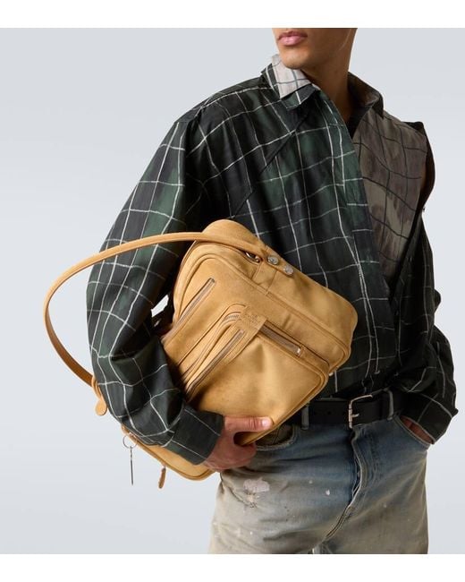 Acne Natural Camero Suede Shoulder Bag for men