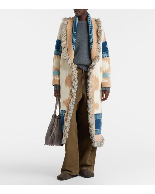 Alanui Blue Icon Jacquard Virgin Wool Cardigan