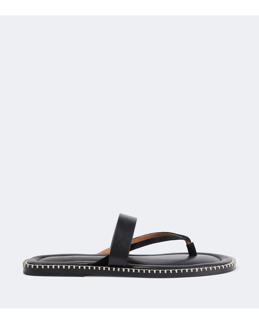 Dries Van Noten Black Leather Thong Sandals for men