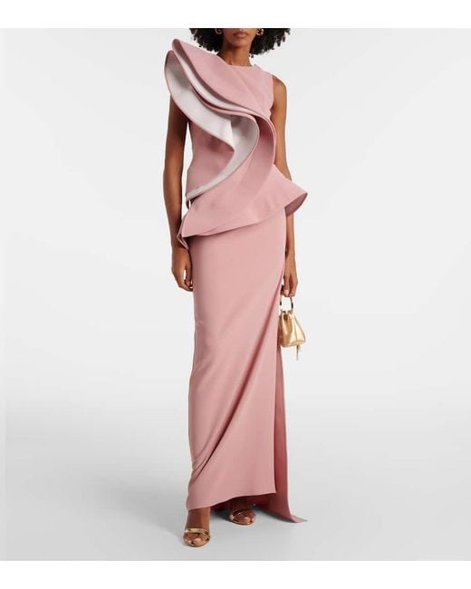 Abito Lungo Fateful Con Volant di Maticevski in Pink
