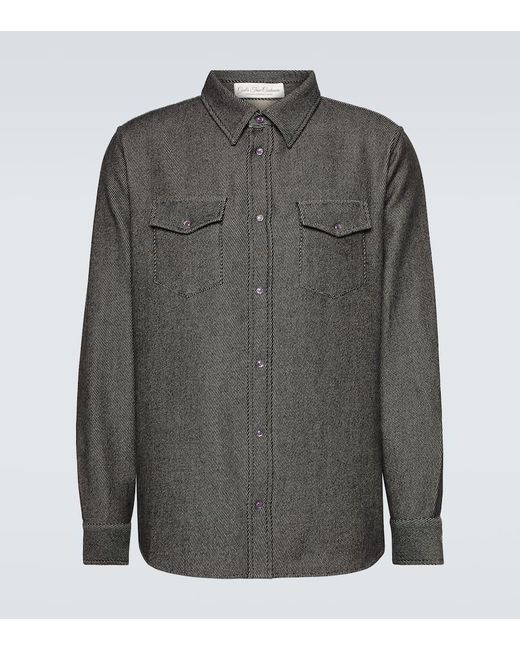 God's True Cashmere Gray Cashmere And Cotton Twill Shirt for men