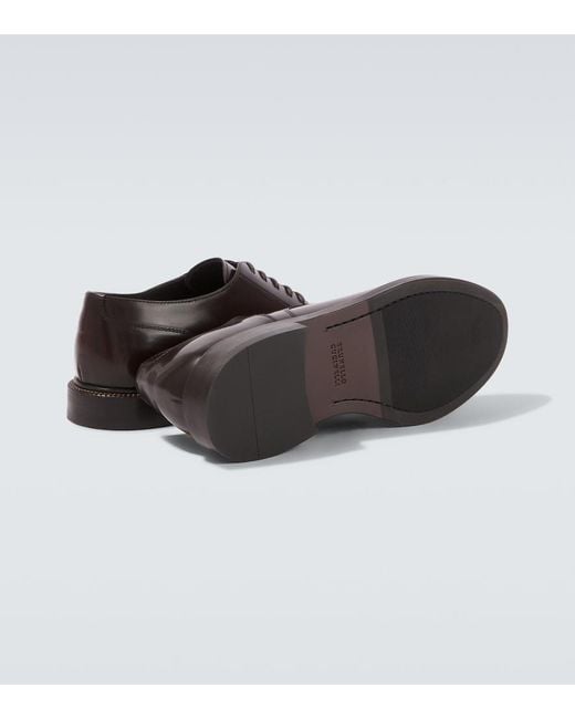 Brunello Cucinelli Brown Leather Derby Shoes for men