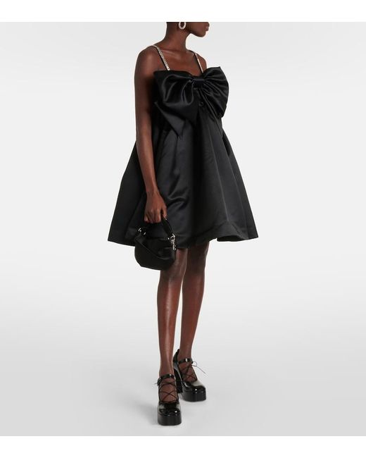 Nina Ricci Black Bow-Detail Satin Minidress