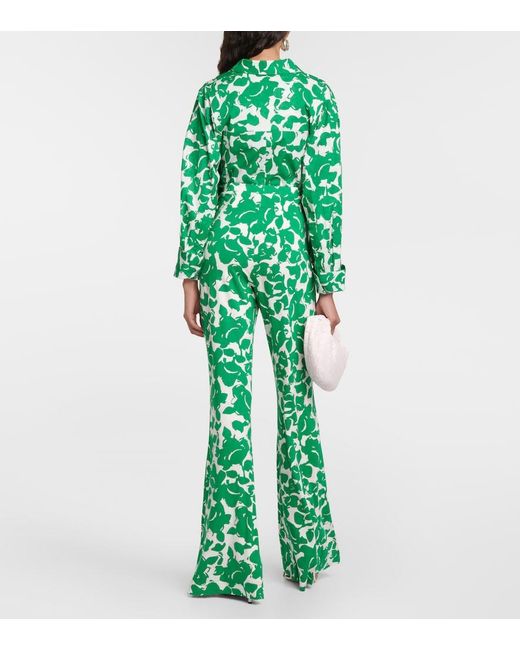Diane von Furstenberg Green Brooklyn Printed Flared Pants
