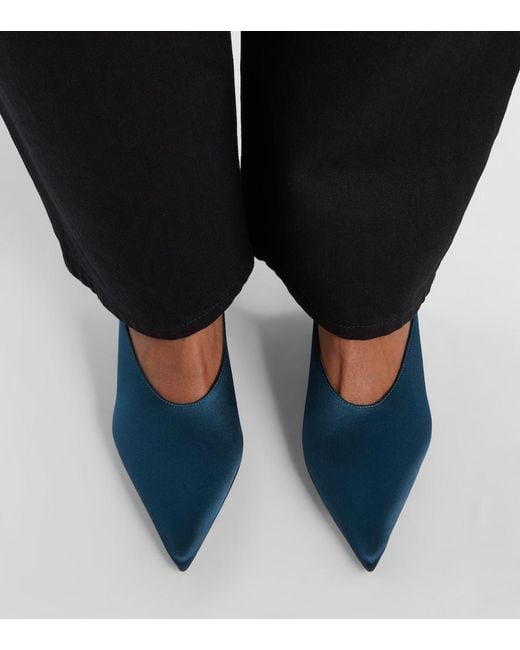 Alaïa Blue Cube Satin Wedge Mules