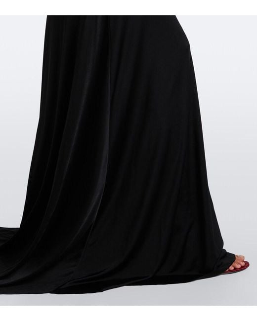 David Koma Black Cutout Ruched Jersey Gown