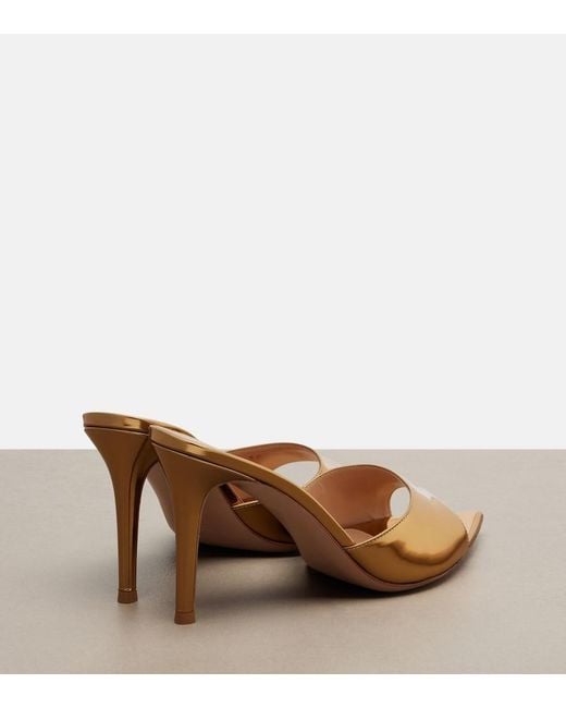 Gianvito Rossi Brown Elle Metallic Leather Mules