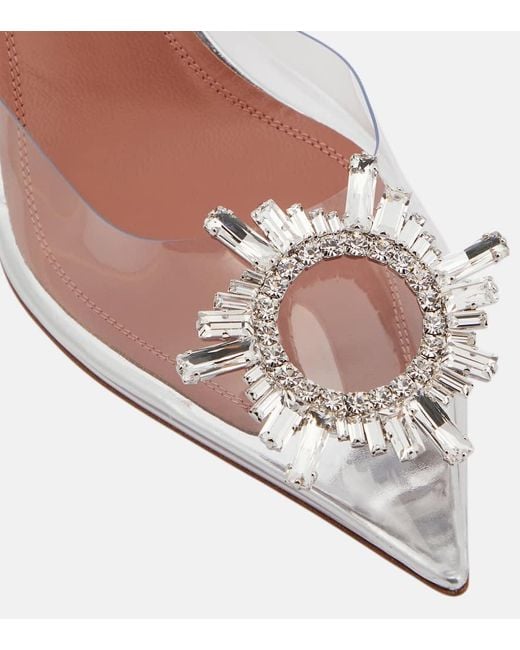 AMINA MUADDI Pink Begum Embellished Pvc Slingback Pumps
