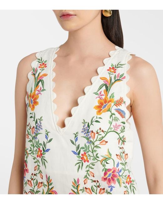 Robe Longue Imprimee En Lin Farm Rio en coloris White