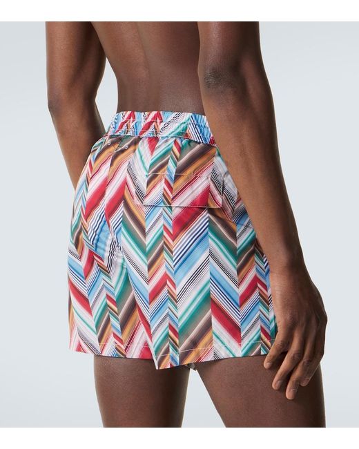Missoni White Zigzag Swim Trunks for men