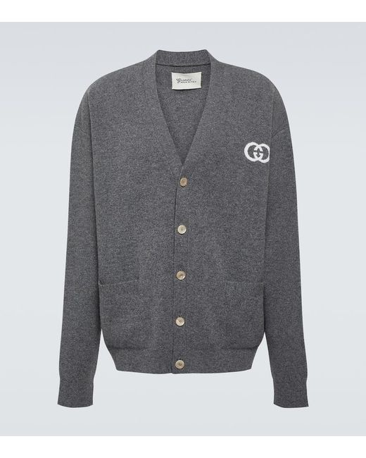 Gucci Cardigan Interlocking G aus Wolle in Gray für Herren