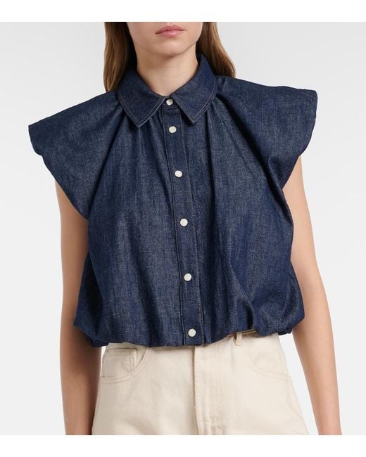 FRAME Blue Shell Denim Blouse