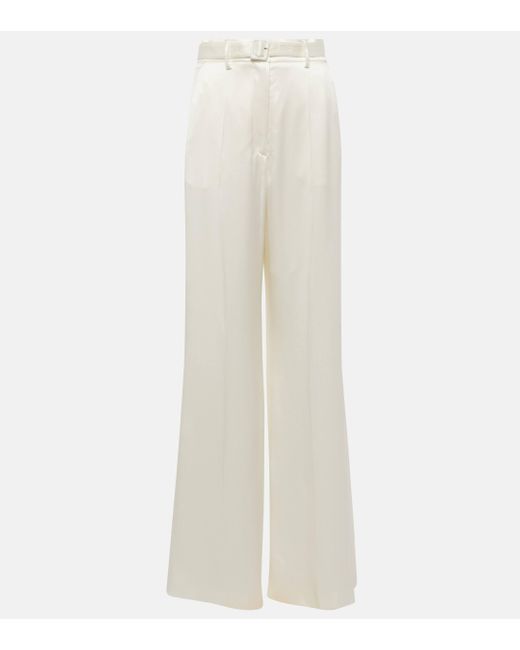 Gabriela Hearst White Mabon High-rise Silk Wide-leg Pants