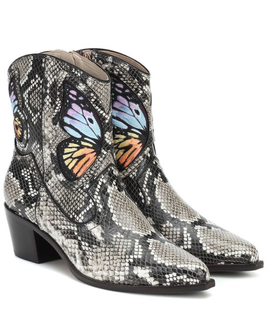 Sophia Webster Multicolor Snake Print & Rainbow Multicoloured Shelby 50 Snake Print Leather Cowboy Boots