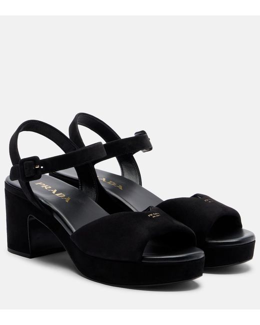 Prada Black Suede Sandals