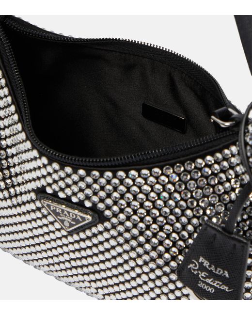 Prada Gray Embellished Satin Bag