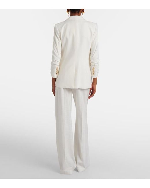 Veronica Beard White Marbeau Pleated Wide-Leg Pants