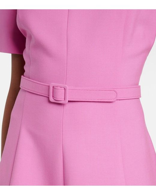 Oscar de la Renta Pink Wool-Blend Midi Dress