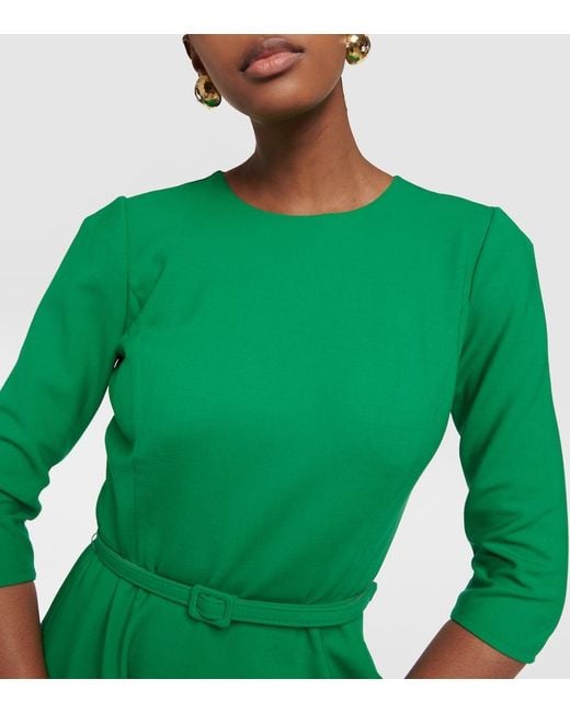 Oscar de la Renta Green Wool-Blend Midi Dress