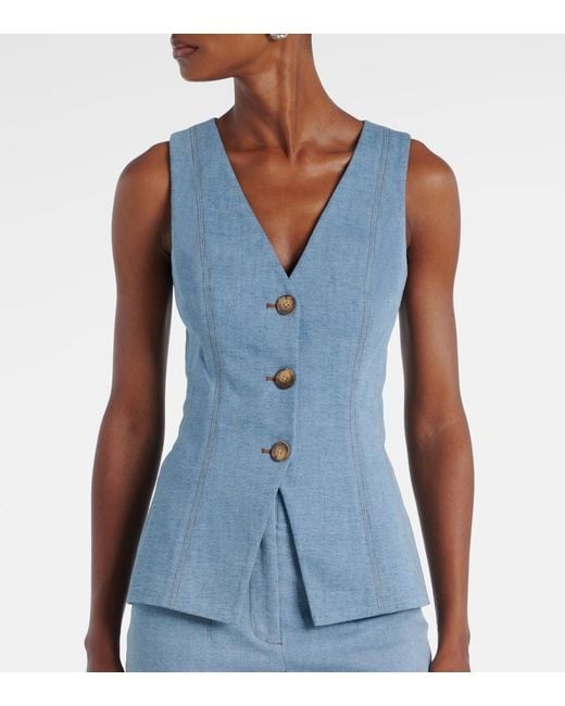 Veronica Beard Blue Avalina Denim Vest