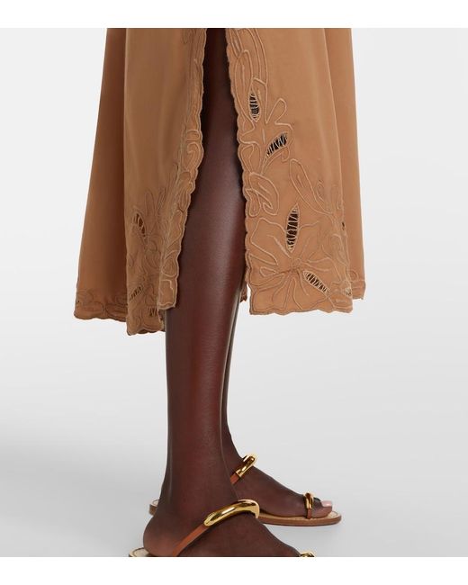 Juliet Dunn Brown Broderie Anglaise Cotton Slip Dress