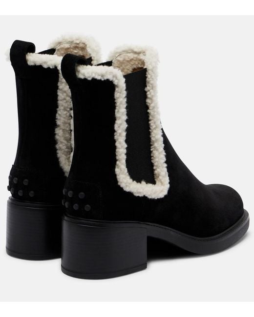 Tod's Black Gommino Suede Chelsea Boots
