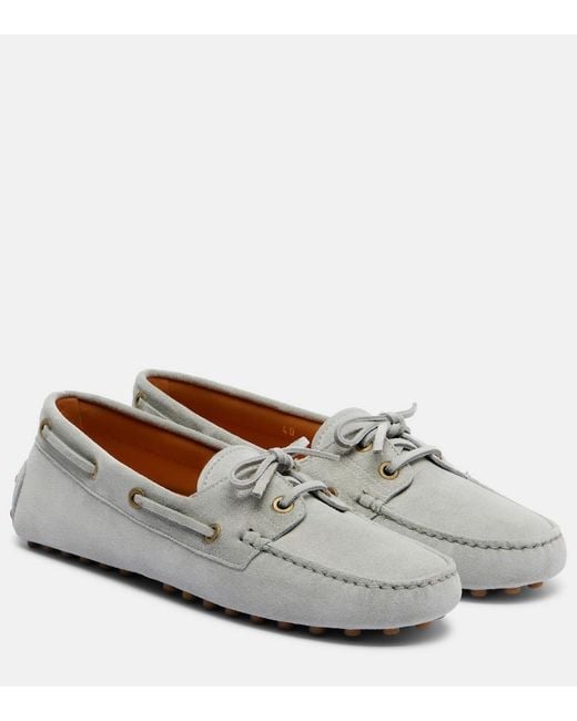 Tod's Gray Suede Driving Shoes