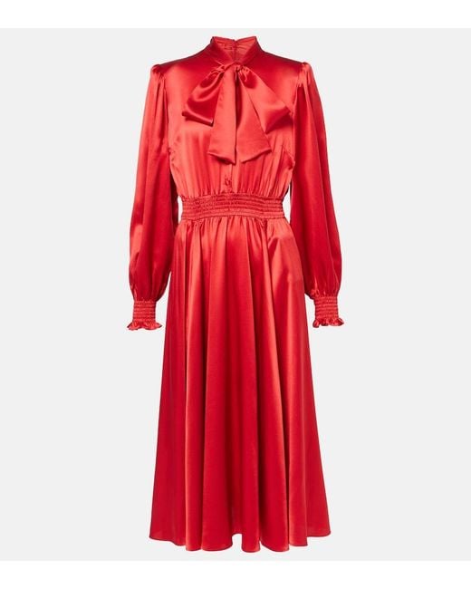Dolce & Gabbana Red Silk Satin Shirt Dress