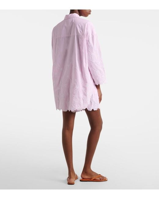 Juliet Dunn Pink Embroidered Cotton Poplin Shorts