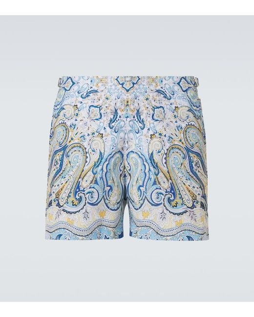 Orlebar Brown Blue Bulldog Paisley Swim Trunks for men