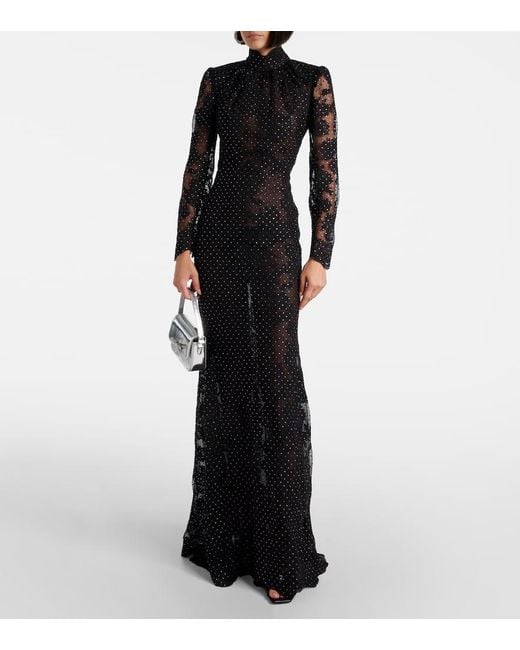 Self-Portrait Black Embellished Lace Gown