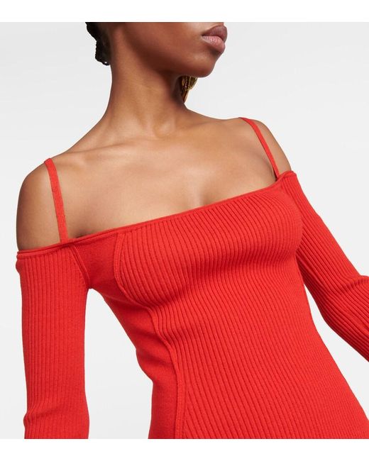 Jacquemus Red Sierra Viscose-blend Knit Midi Dress