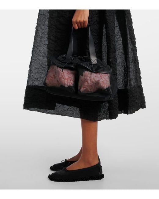 Simone Rocha Black Tote Bag Carnation Pocket Mit Leder